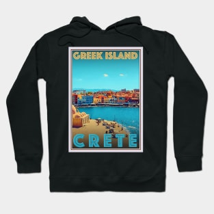 Greek Island Crete Vintage Travel Art Hoodie